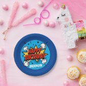 漫画スタイル誕生日タイポグラフィスプラッシュコールアウト ペーパープレート (パーティー)