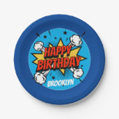 漫画スタイル誕生日タイポグラフィスプラッシュコールアウト ペーパープレート (正面)