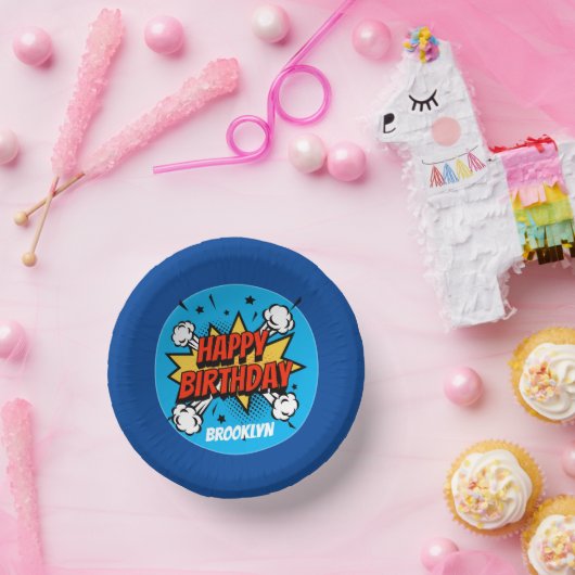 漫画スタイル誕生日タイポグラフィスプラッシュ ペーパーボウル (パーティー)