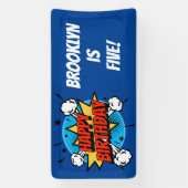 漫画スタイル誕生日ボーイタイポグラフィスプラッシュ 横断幕 (縦)