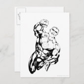 漫画スタイル飛んでいる – 上、白黒 ポストカード (正面/裏面)