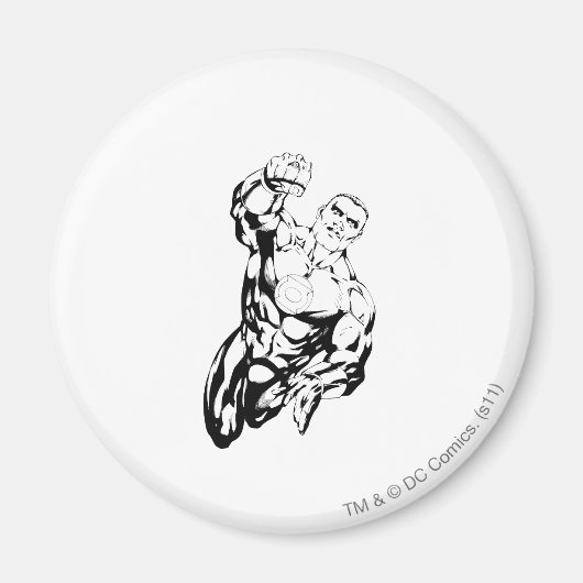 漫画スタイル飛んでいる – 上、白黒 マグネット (正面)