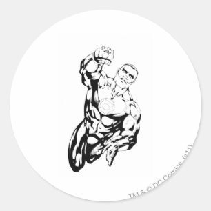 漫画スタイル飛んでいる – 上、白黒 ラウンドシール