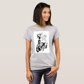 漫画スタイル飛んでいる – 上、白黒 Tシャツ (正面フル)