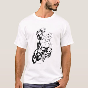 漫画スタイル飛んでいる – 上、白黒 Tシャツ