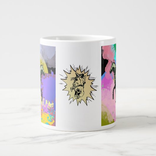 漫画スタイル馬 ジャンボコーヒーマグカップ (正面)