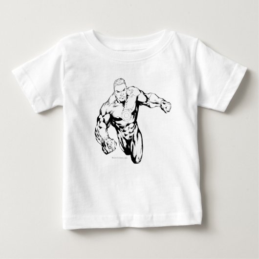 漫画スタイル – グリーンランタン、白黒 ベビーTシャツ (正面)