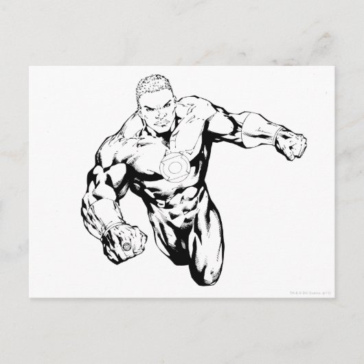 漫画スタイル – グリーンランタン、白黒 ポストカード (正面)