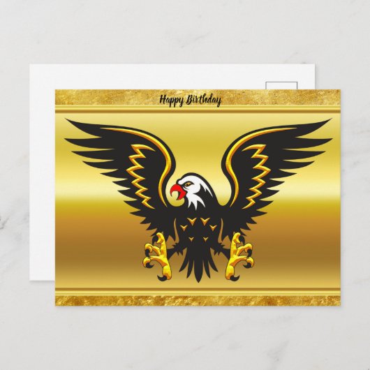漫画ストリップブラックと金ゴールドイーグルと金ゴールド箔 ポストカード (正面/裏面)
