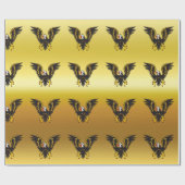 漫画ストリップブラックと金ゴールドイーグルと金ゴールド箔 ラッピングペーパー (フラット)