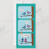 漫画ストリップラブバードは日付のカードを結婚保存 招待状 (正面)