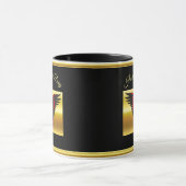 漫画ストリップ黒と赤の鷲(金ゴールド箔付き) マグカップ (中央)