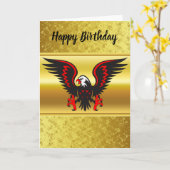 漫画ストリップ黒及び金ゴールドフォイル付き赤鷲 カード (黄色い花)