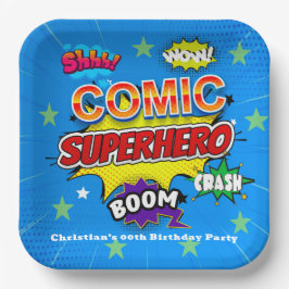漫画スーパーヒーローストリップ00thバースデーパーティー ペーパープレート