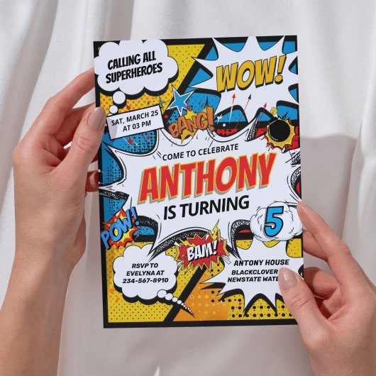 漫画スーパーヒーローズバースデーパーティー 招待状