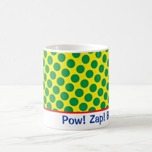 漫画スーパーヒーローポー!ザップ!ブーム!ドットレトロおもしろい コーヒーマグカップ (中央)