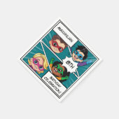 漫画スーパーヒーロー漫画ブックキュート誕生日パーティー スタンダードカクテルナプキン (角)