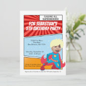 漫画スーパーヒーロー漫画誕生日パーティー(ブロンド) 招待状 (スタンド正面)