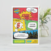 漫画スーパーヒーロー誕生日招待状 招待状 (スタンド正面)