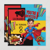 漫画スーパーヒーロー風刺画 招待状 (正面/裏面)