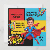 漫画スーパーヒーロー風刺画 招待状 (裏面)