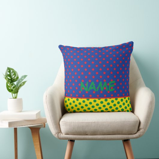 漫画スーパーヒーローNAME星ドットカラフルキッズおもしろい クッション (椅子)