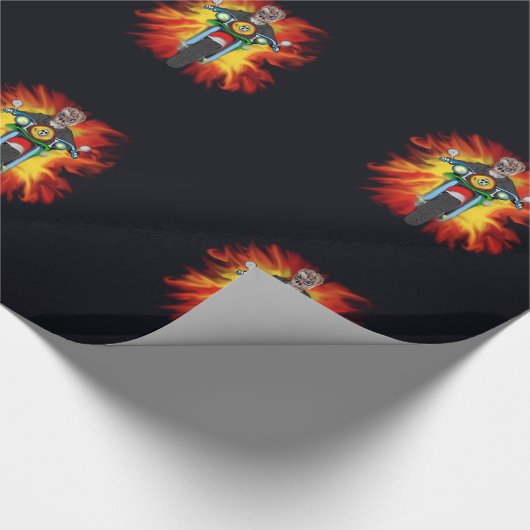 漫画ゾンビスケルトン死にバイクのプレゼントに乗って ラッピングペーパー (角)