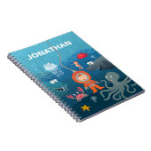 漫画ダイバーキッド水中ライフ水中競技動物 ノートブック (右側)