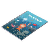 漫画ダイバーキッド水中ライフ水中競技動物 ノートブック (左側)