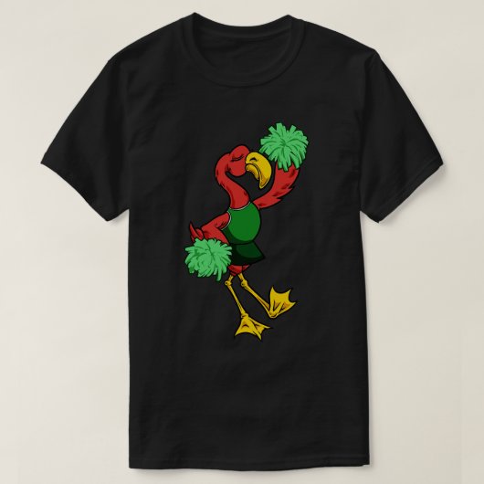 漫画チアリーダーフラミンゴ Tシャツ (デザイン正面)