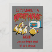 漫画チキンホラー映画ハロウィーンユーモア 招待状 (正面/裏面)