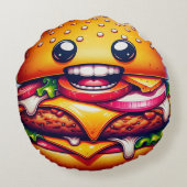 漫画チーズバーガー丸い枕お洒落- ラウンドクッション (裏面)
