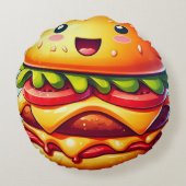 漫画チーズバーガー丸い枕お洒落- ラウンドクッション (裏面)