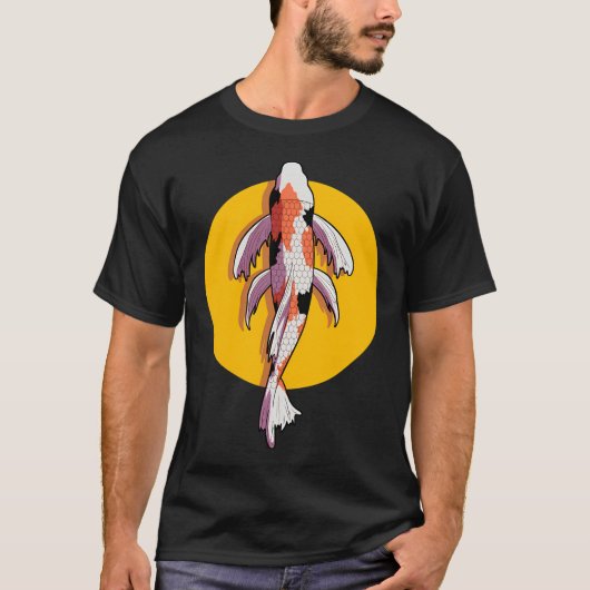 漫画テーマの錦鯉のイラスト Tシャツ (正面)