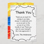 漫画テーマベビーシャワーフラットサンキューカード サンキューカード (正面/裏面)