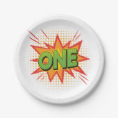 漫画テーマワン生まれたばかりのベビー第1誕生日パーティー ペーパープレート (正面)