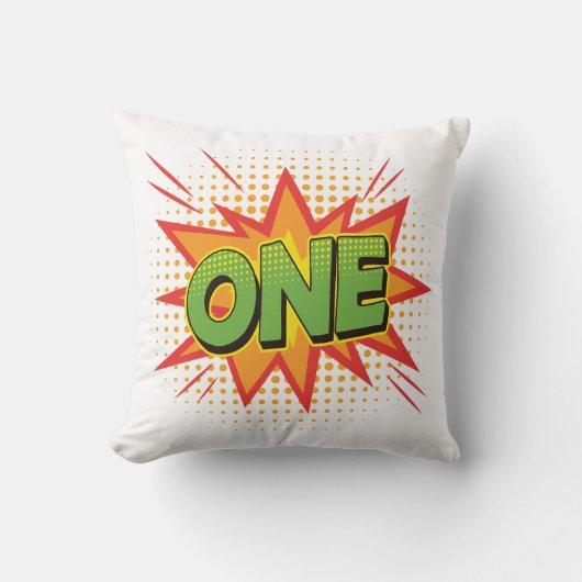 漫画デザイン生まれたばかりのベビー1st誕生日ヴィンテージ クッション (正面)