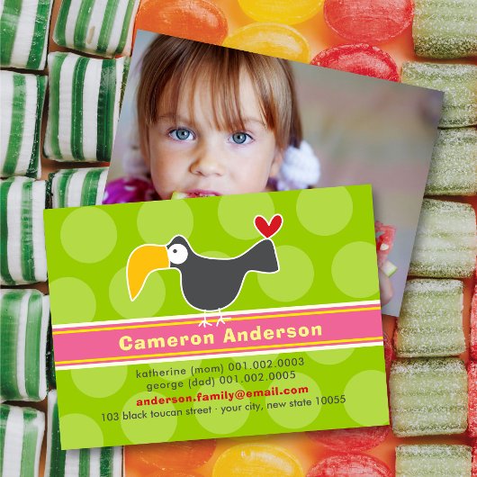 漫画トゥーカン鳥キッドのプロフィール写真の通話カード 名刺