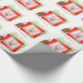 漫画トナカイベビー写真パーソナライズされたクリスマス ラッピングペーパー (角)