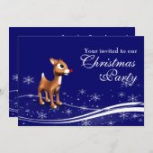 漫画トナカイ&サンタクロースのクリスマスパーティー 招待状 (正面/裏面)