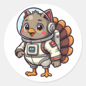 漫画トルコ宇宙飛行士かわいい宇宙トルコデザイン ラウンドシール (正面)