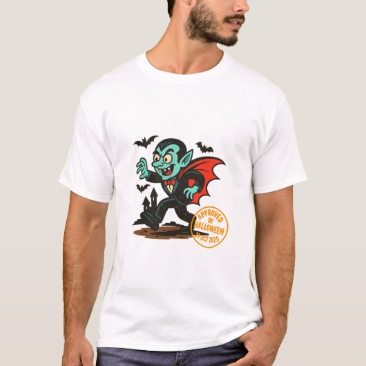 漫画ドラキュラヴァンパイア – ハロウィーン承認 Tシャツ (正面)