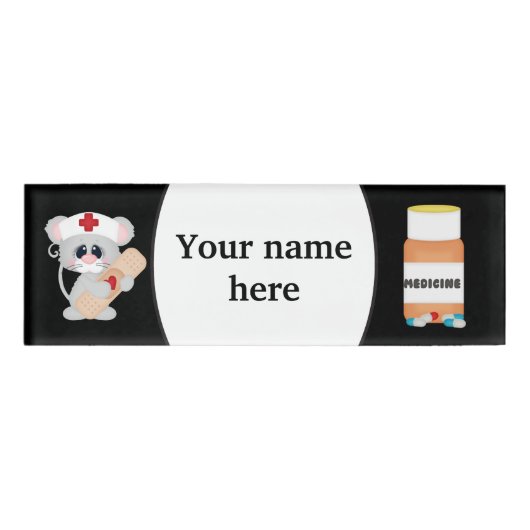 漫画ナースの名前タグの追加 名札 (正面)