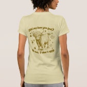 漫画ハイランド牛 「私にどう感じてるか教えて」 Tシャツ (裏面)