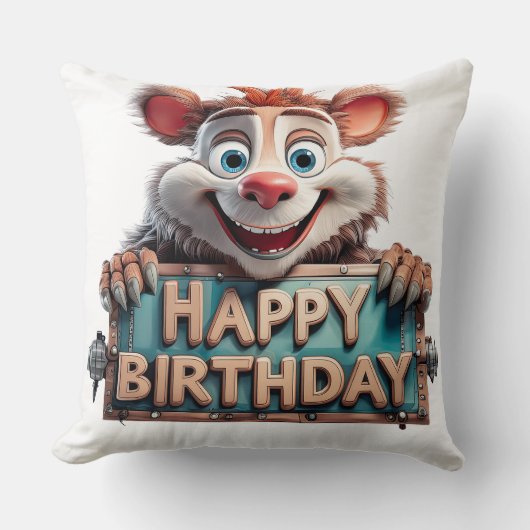 漫画ハッピーバースデーイラストレーション クッション (正面)