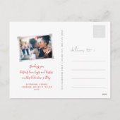 漫画ハッピーファミリービッグ赤いハートバレンタインデー シーズンポストカード (裏面)