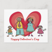 漫画ハッピーファミリービッグ赤いハートバレンタインデー シーズンポストカード (正面)