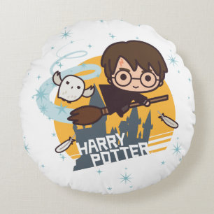 漫画ハリーおよびHogwartsを過ぎたHedwigの飛行 ラウンドクッション