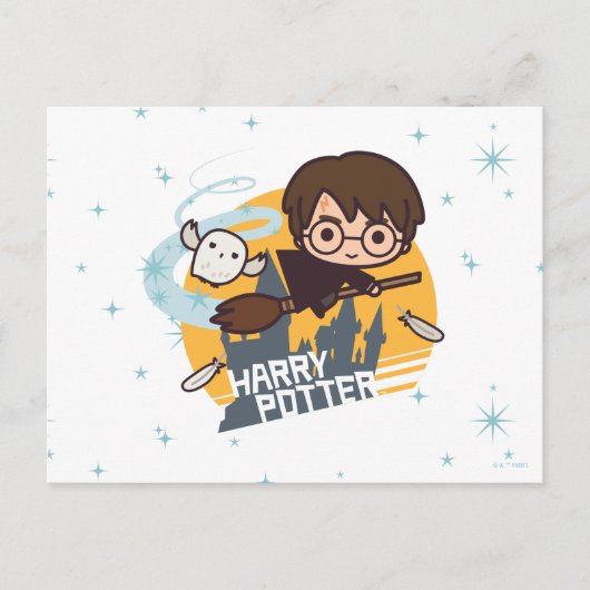 漫画ハリーとヘドウィグ飛んでいる過去ホグワーツ ポストカード (正面)