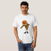 漫画ハロウィーン茶色のカボチャ人グラフィック Tシャツ (正面フル)